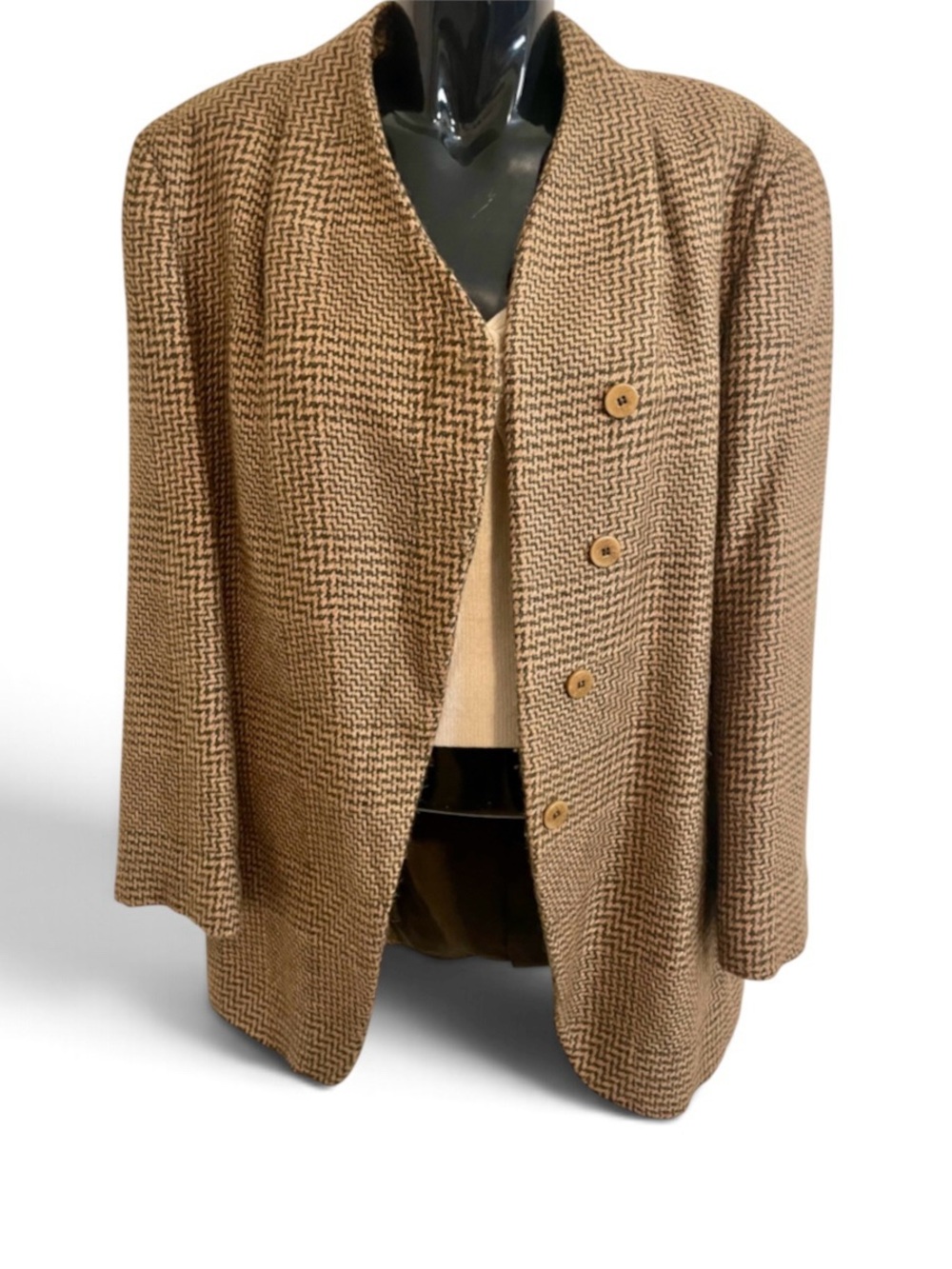 Vintage Giorgio Armani Le Collezioni Herringbone Button Front Blazer Jacket